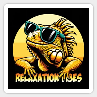 Relaxation Vibes: Iguana T-Shirt for Sun Seekers Sticker